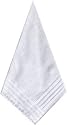 12 Pack Ladies 100% Cotton Plain White Handkerchiefs With Satin Stripe Border