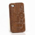 Generic Real Wood Wooden totem carving Case Cover For iPhone 4 4S